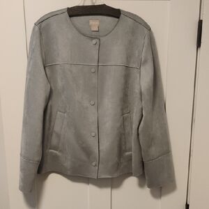 Chicos Scuba Suede Gray Mist Jacket
